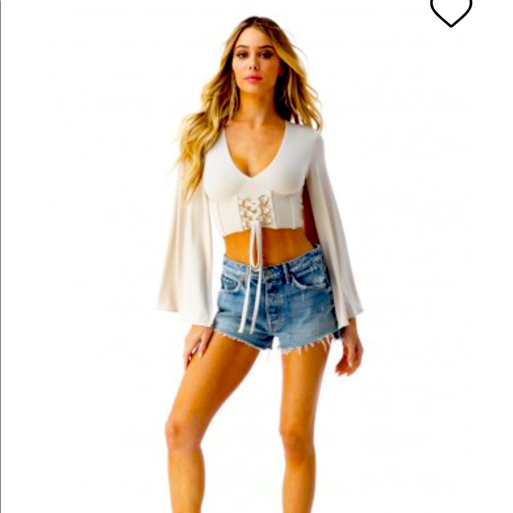 Fun Sky Ayama beige crop top.  Brand new with tags